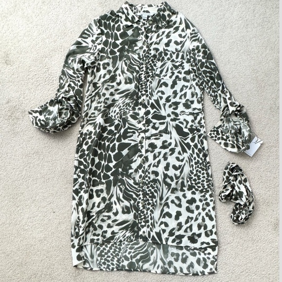 NWT Diane Von Furstenberg Shirt Dress Button Front Belted Long Sleeve Silk Sz 10 - Picture 7 of 16